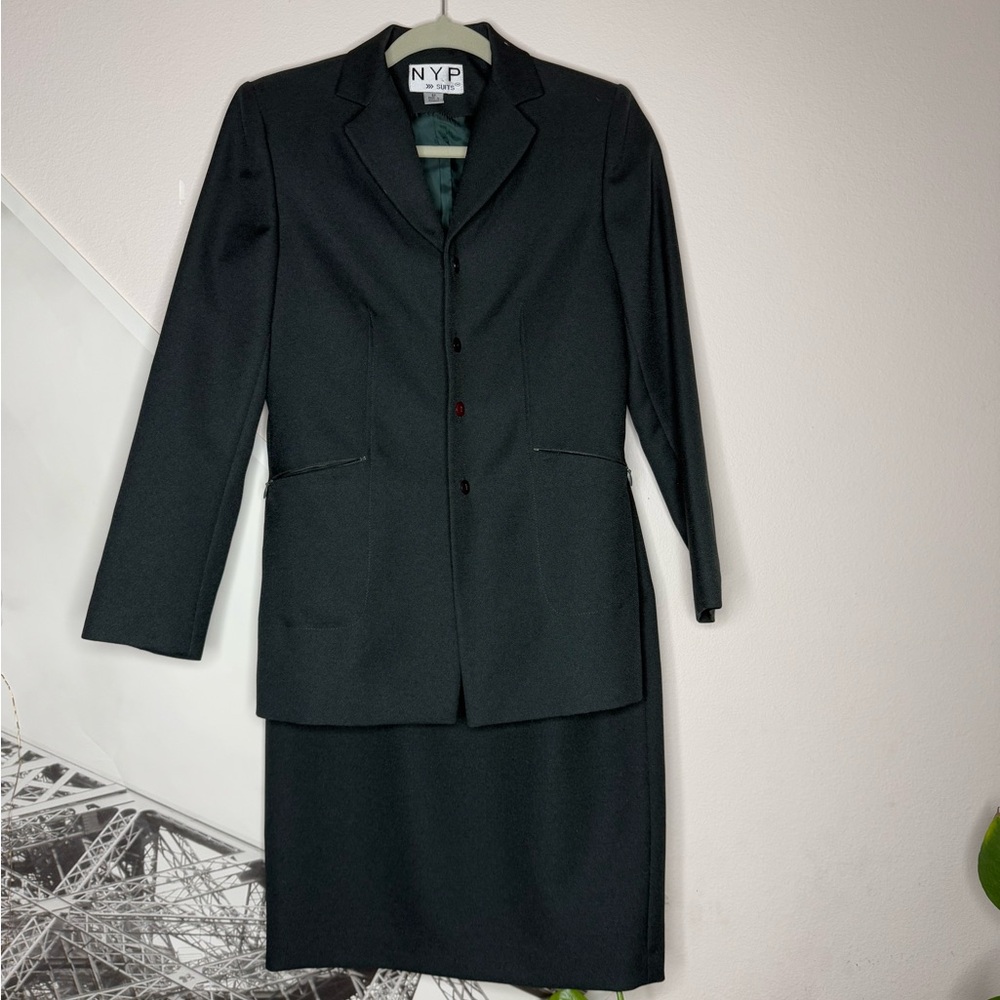 Women's Dark Green Blazer and Skirt Set